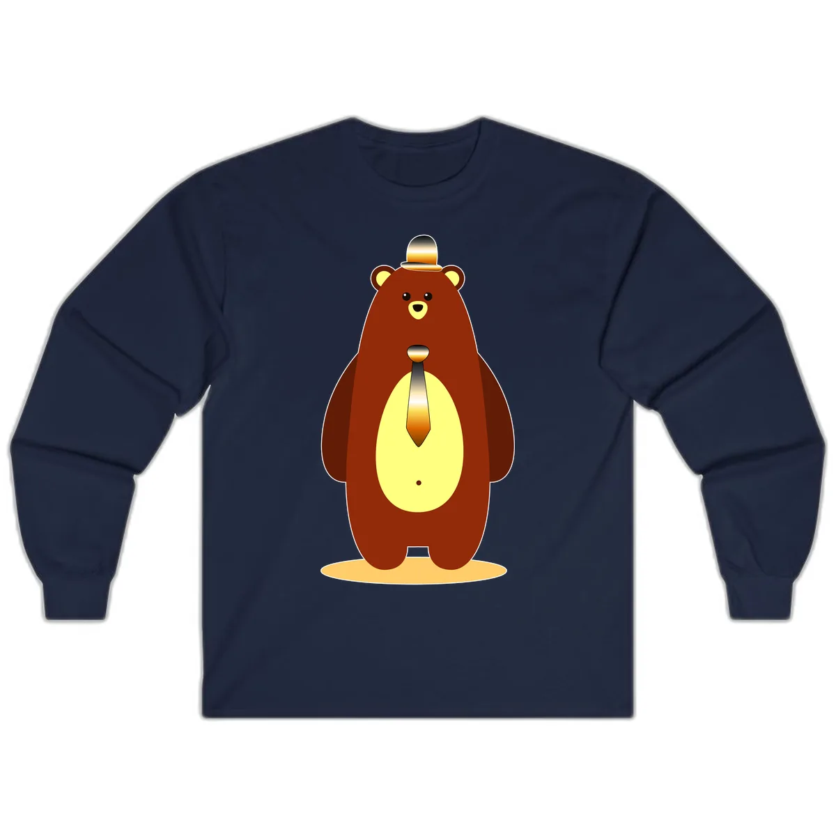 Gentleman Bear With Golden Tie Long Sleeve in Navy