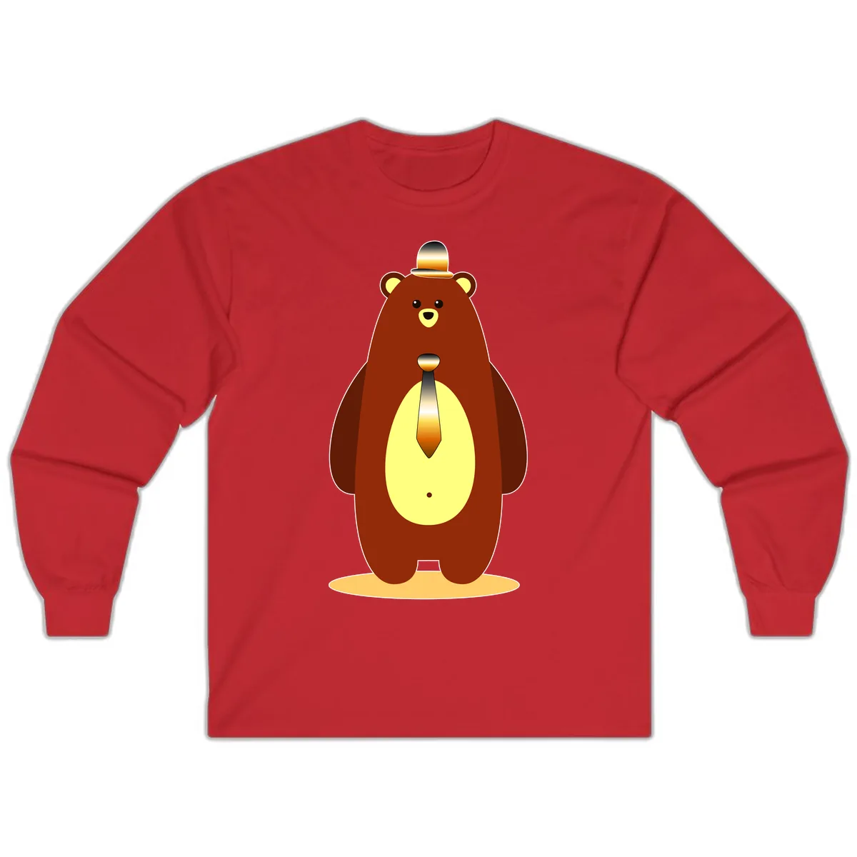 Gentleman Bear With Golden Tie Long Sleeve in Red