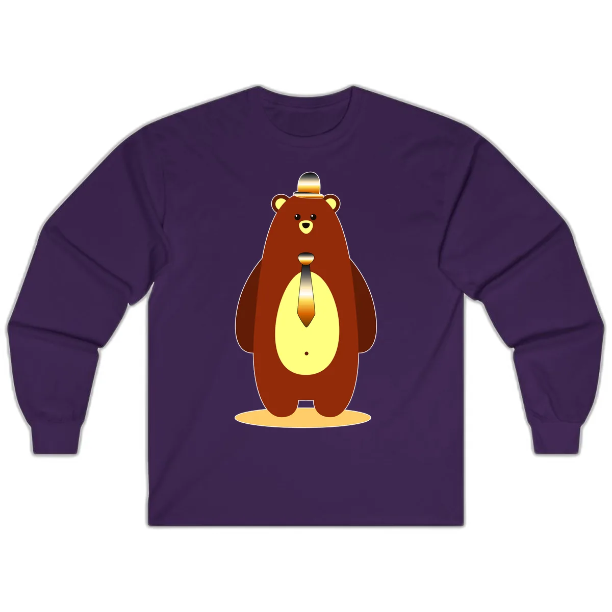 Gentleman Bear With Golden Tie Long Sleeve in Purple