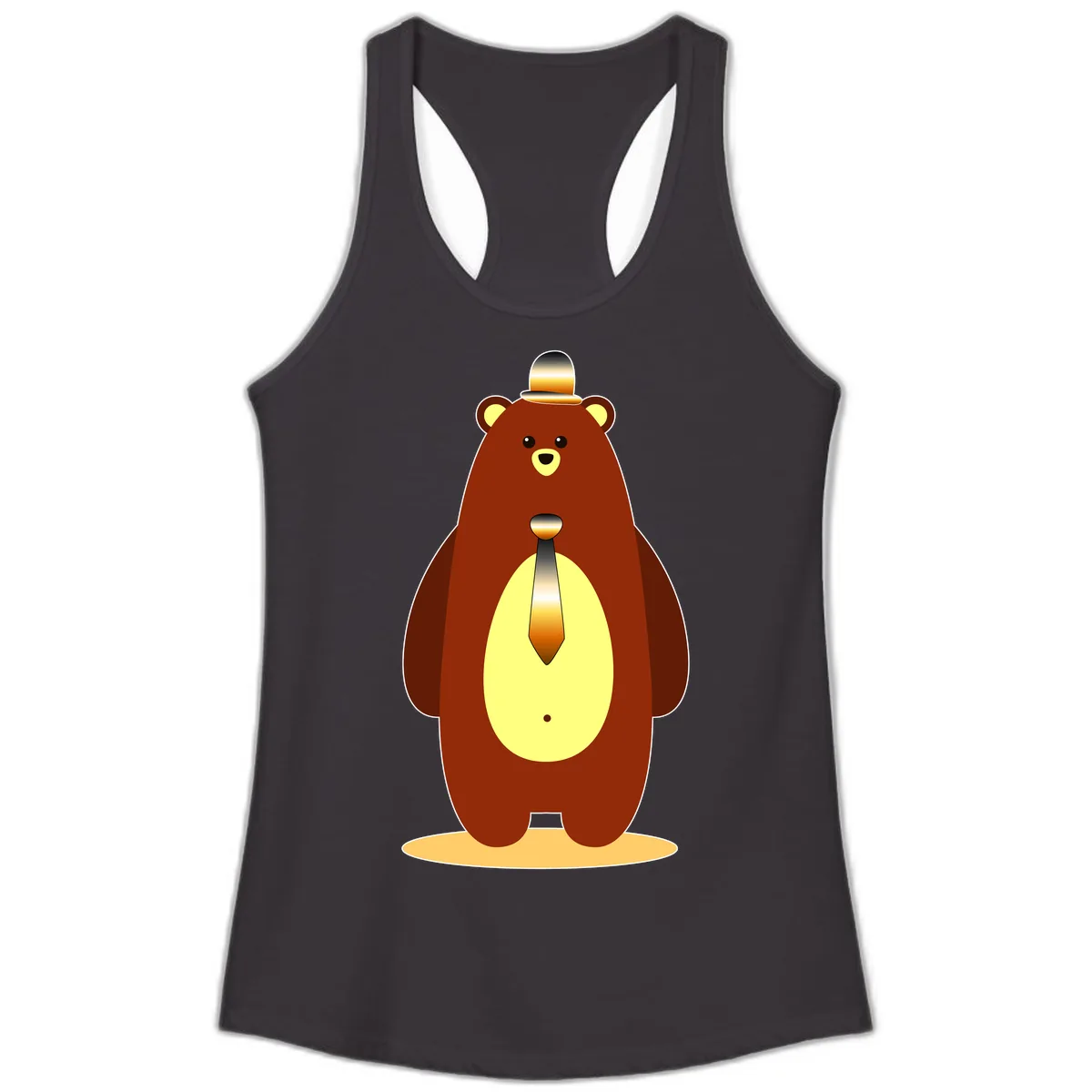 Gentleman Bear With Golden Tie Ladies Tank in Black