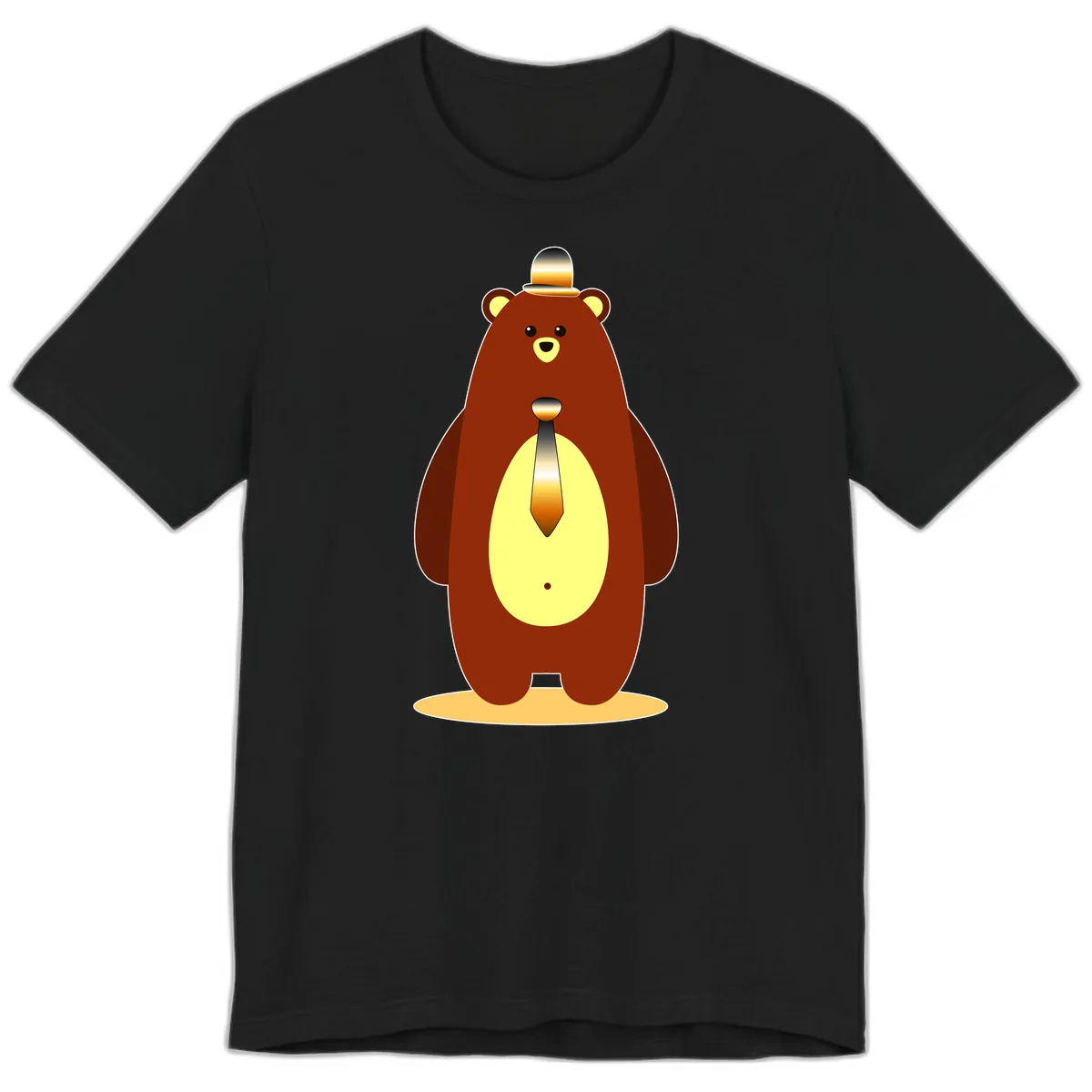 Gentleman Bear With Golden Tie Premium T-Shirt in Black