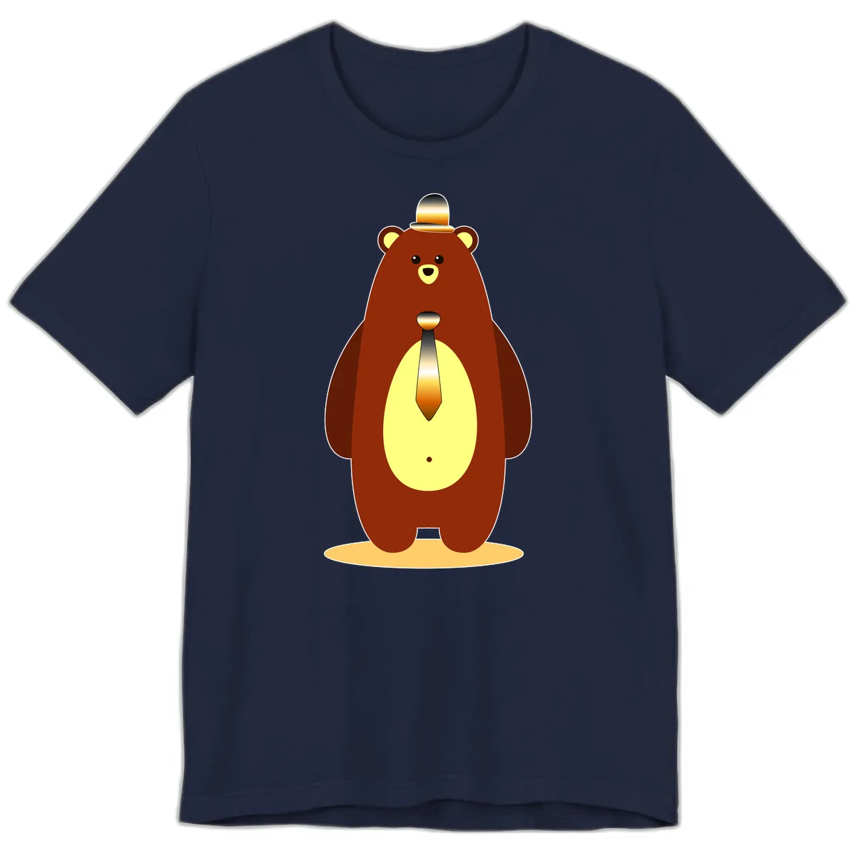 Gentleman Bear With Golden Tie Premium T-Shirt in Navy
