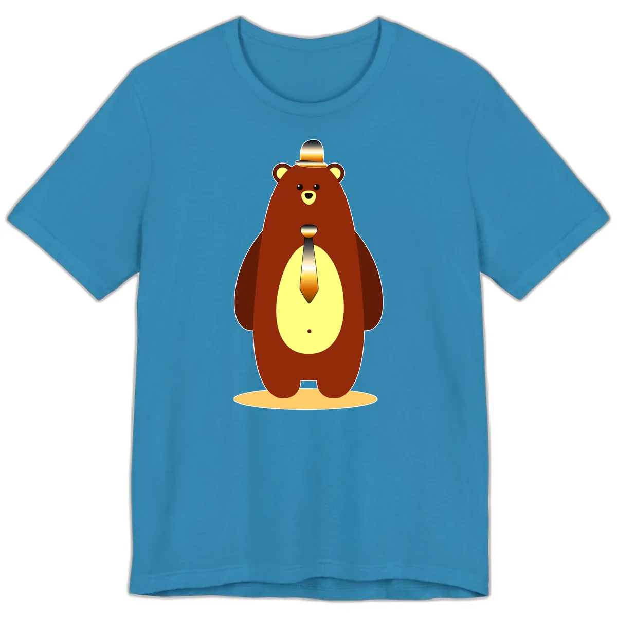 Gentleman Bear With Golden Tie Premium T-Shirt in Aqua
