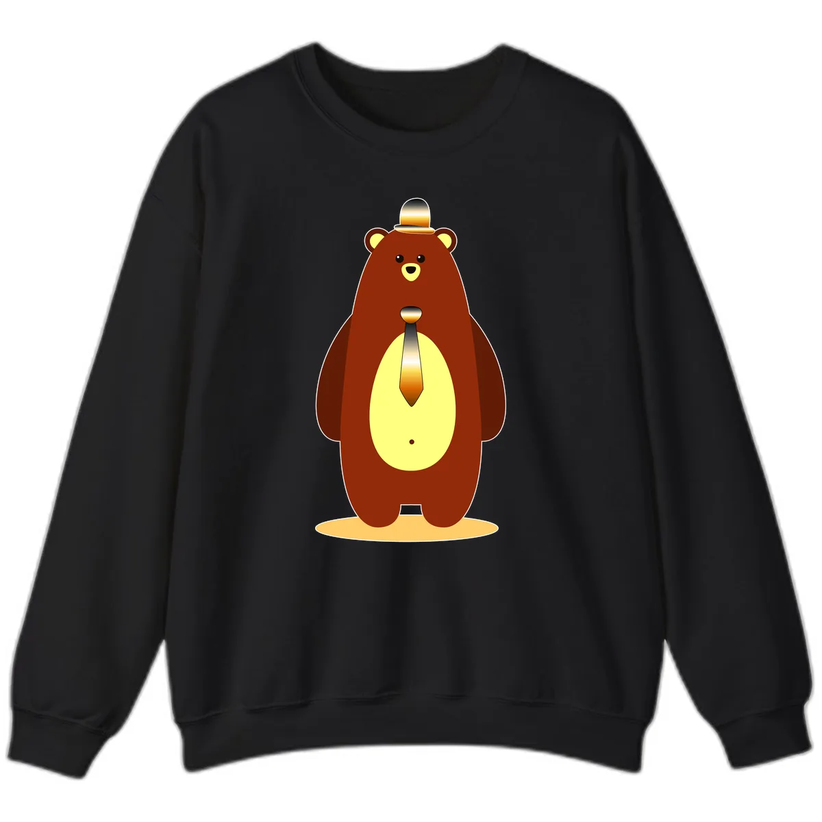 Gentleman Bear With Golden Tie Sweatshirt in Black