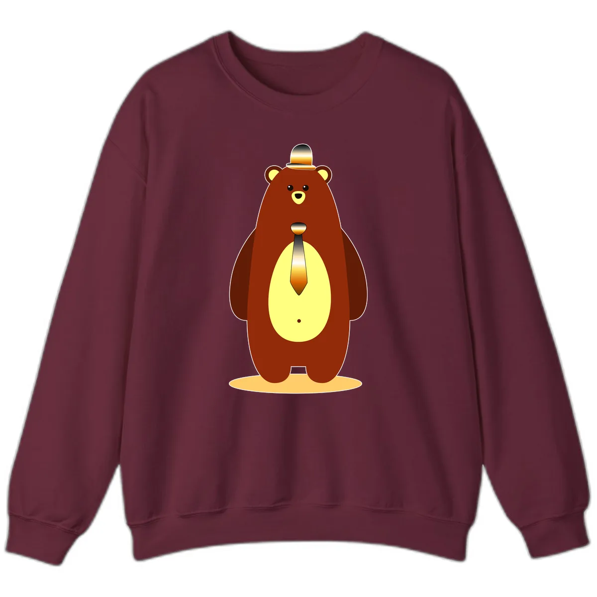 Gentleman Bear With Golden Tie Sweatshirt in Maroon