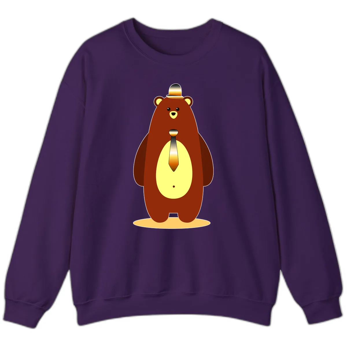 Gentleman Bear With Golden Tie Sweatshirt in Purple