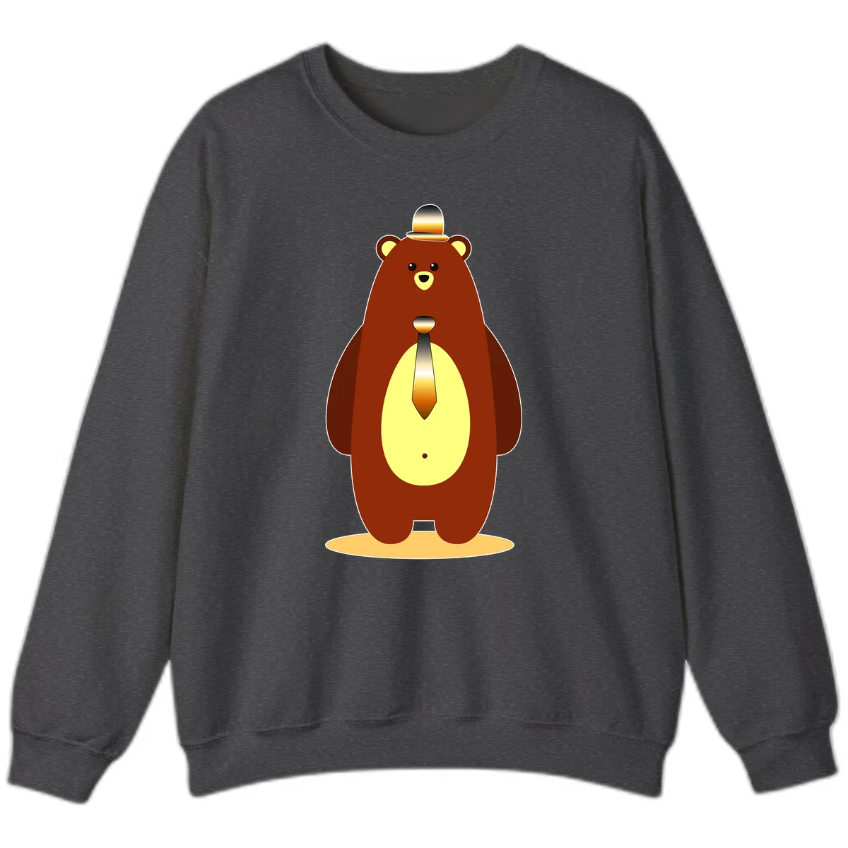 Gentleman Bear With Golden Tie Sweatshirt in Dark Heather