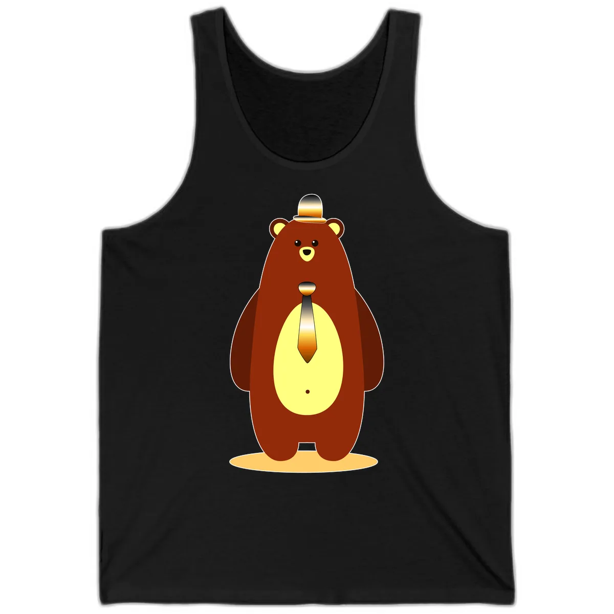 Gentleman Bear With Golden Tie Tank in Black
