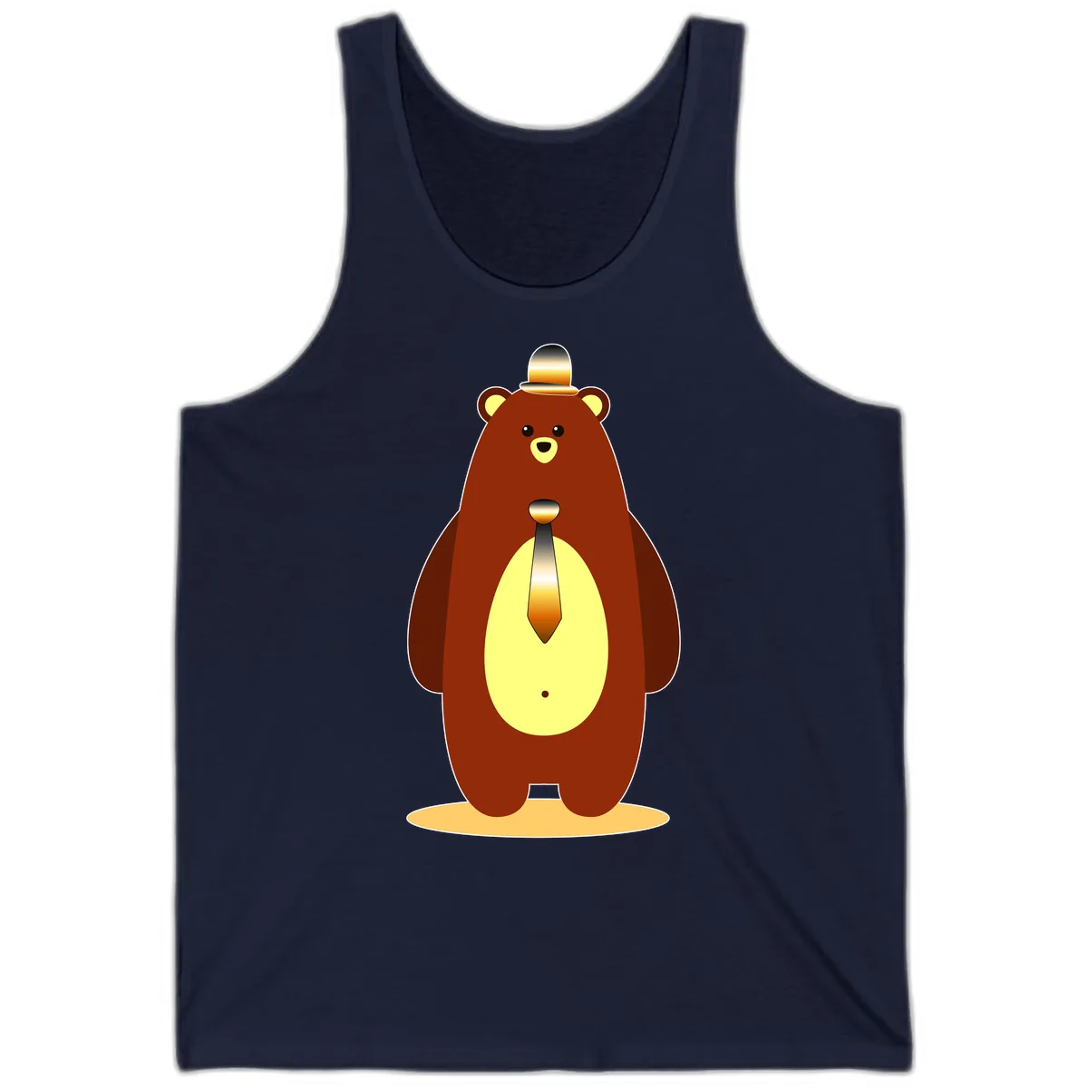 Gentleman Bear With Golden Tie Tank in Navy