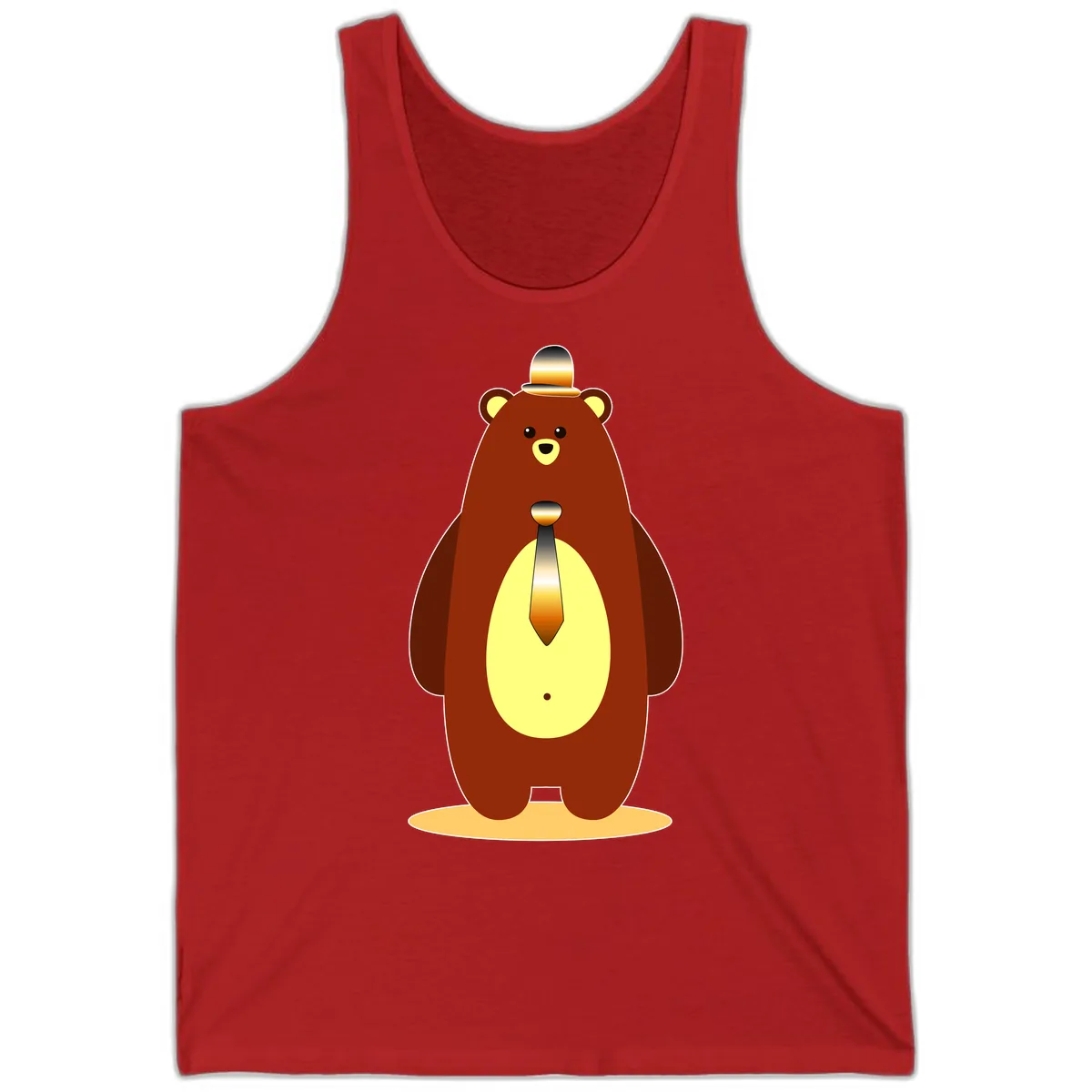 Gentleman Bear With Golden Tie Tank in Red