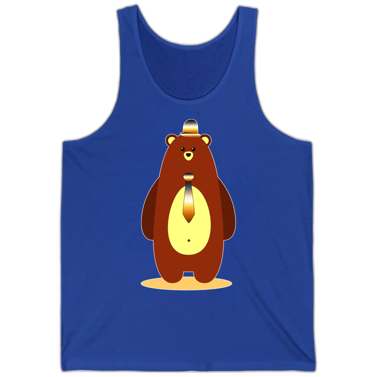 Gentleman Bear With Golden Tie Tank in True Royal