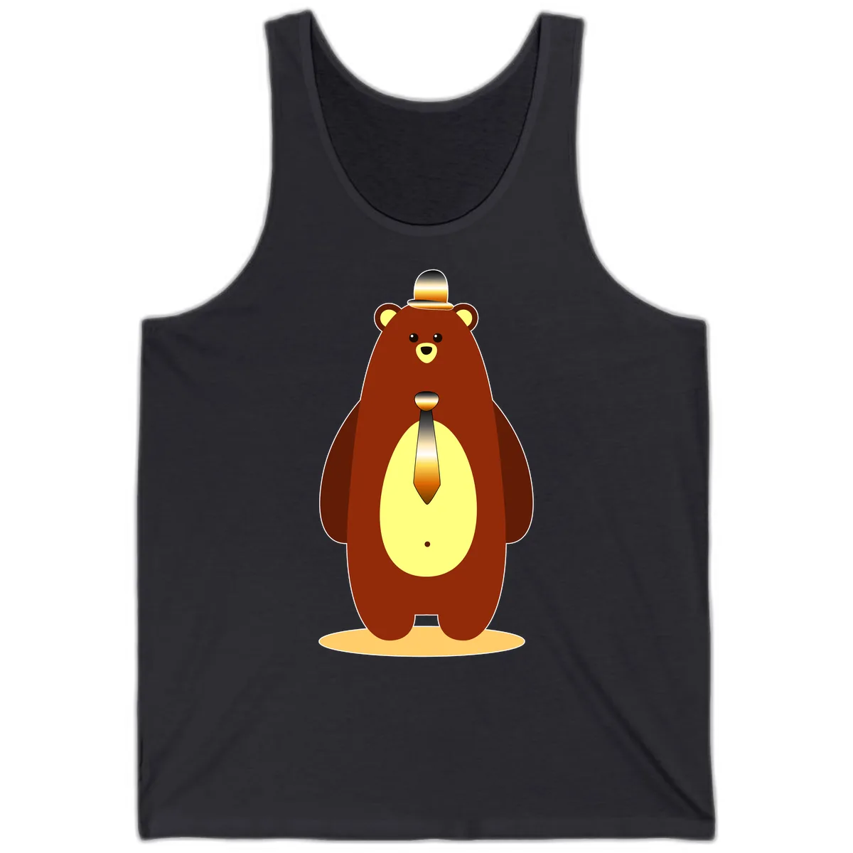 Gentleman Bear With Golden Tie Tank in Dark Grey