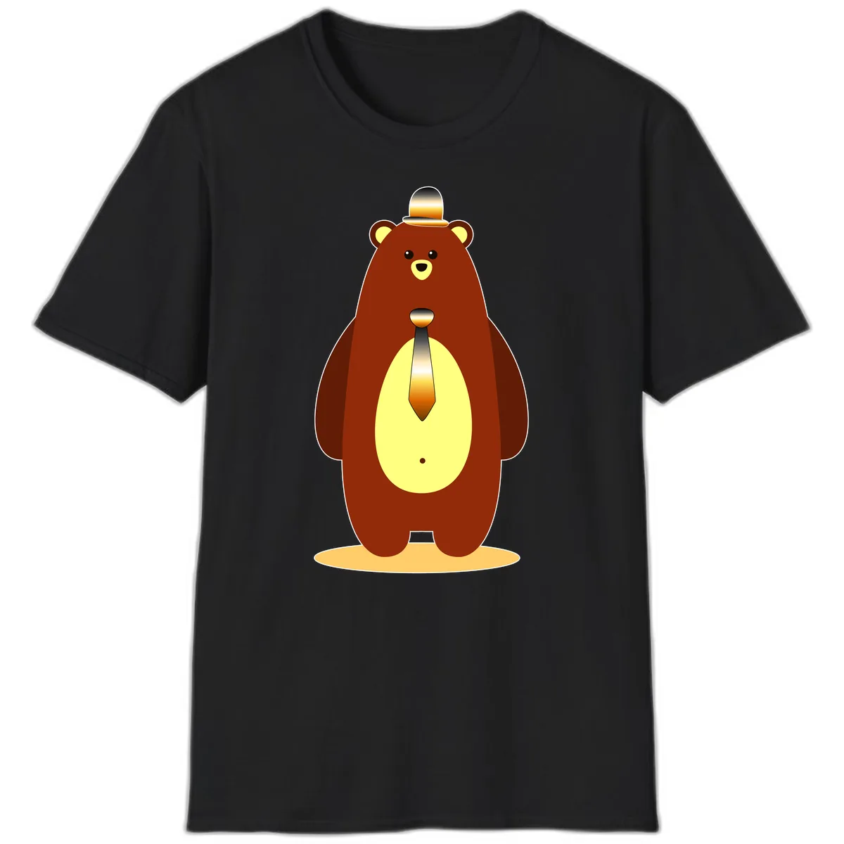 Gentleman Bear With Golden Tie T-Shirt in Black