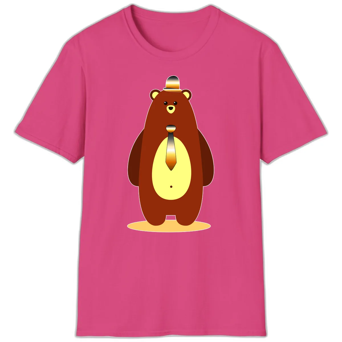Gentleman Bear With Golden Tie T-Shirt in Heliconia