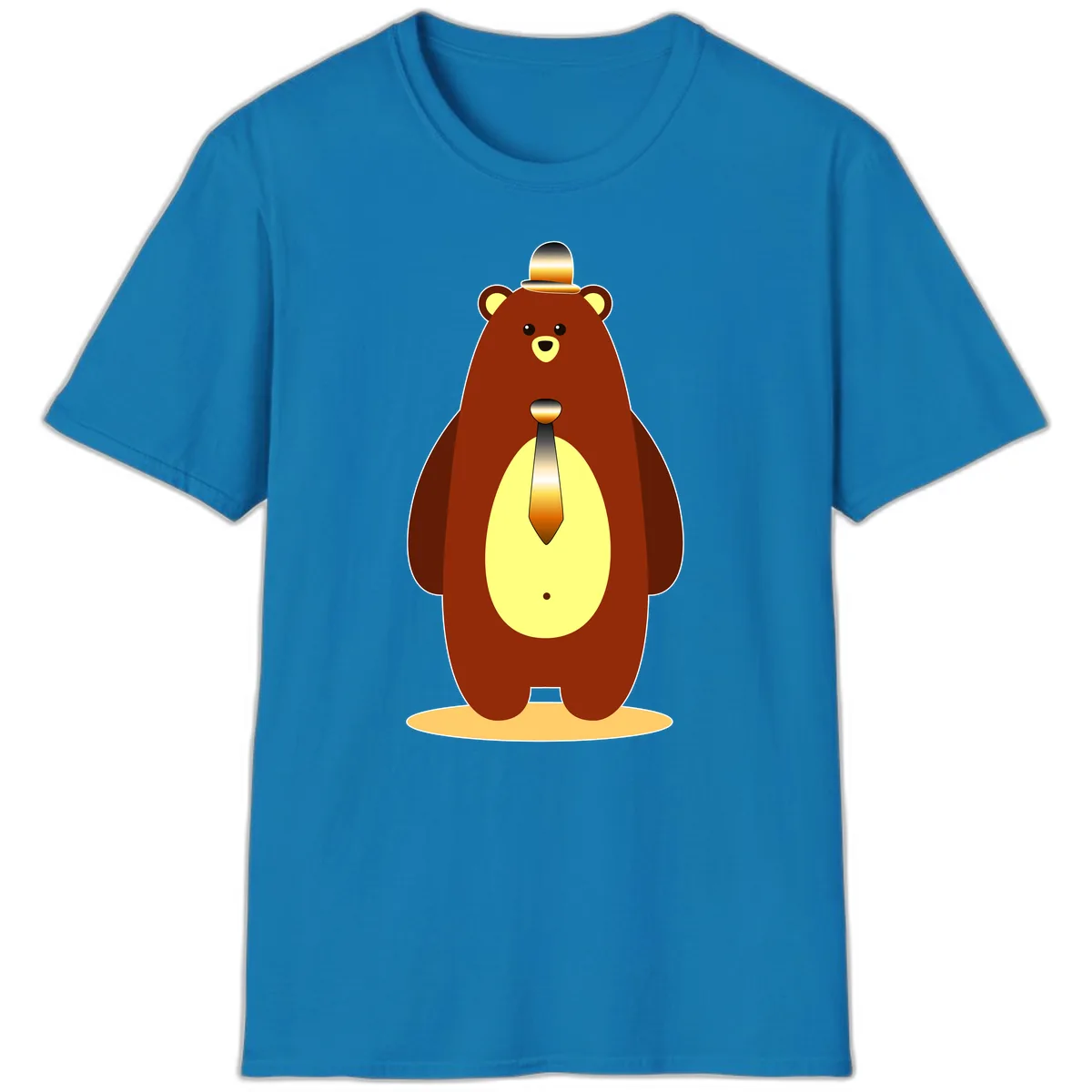 Gentleman Bear With Golden Tie T-Shirt in Sapphire