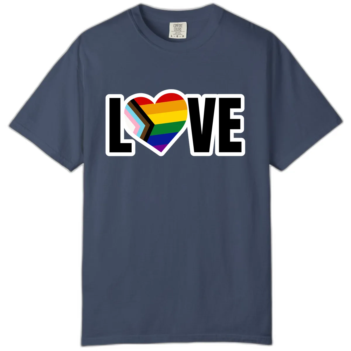 Love Is Love Pride Heart Comfort Color in Midnight