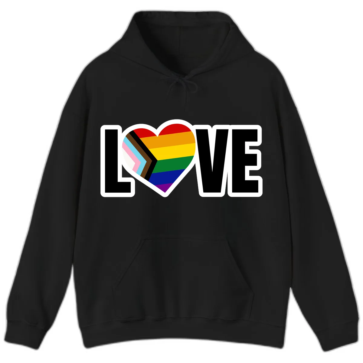 Love Is Love Pride Heart Hoodie in Black