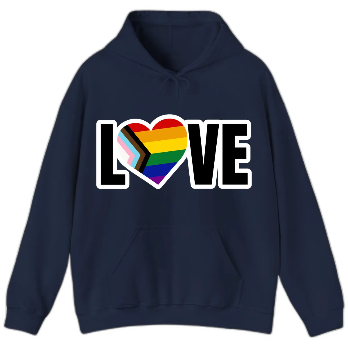 Love Is Love Pride Heart Hoodie in Navy