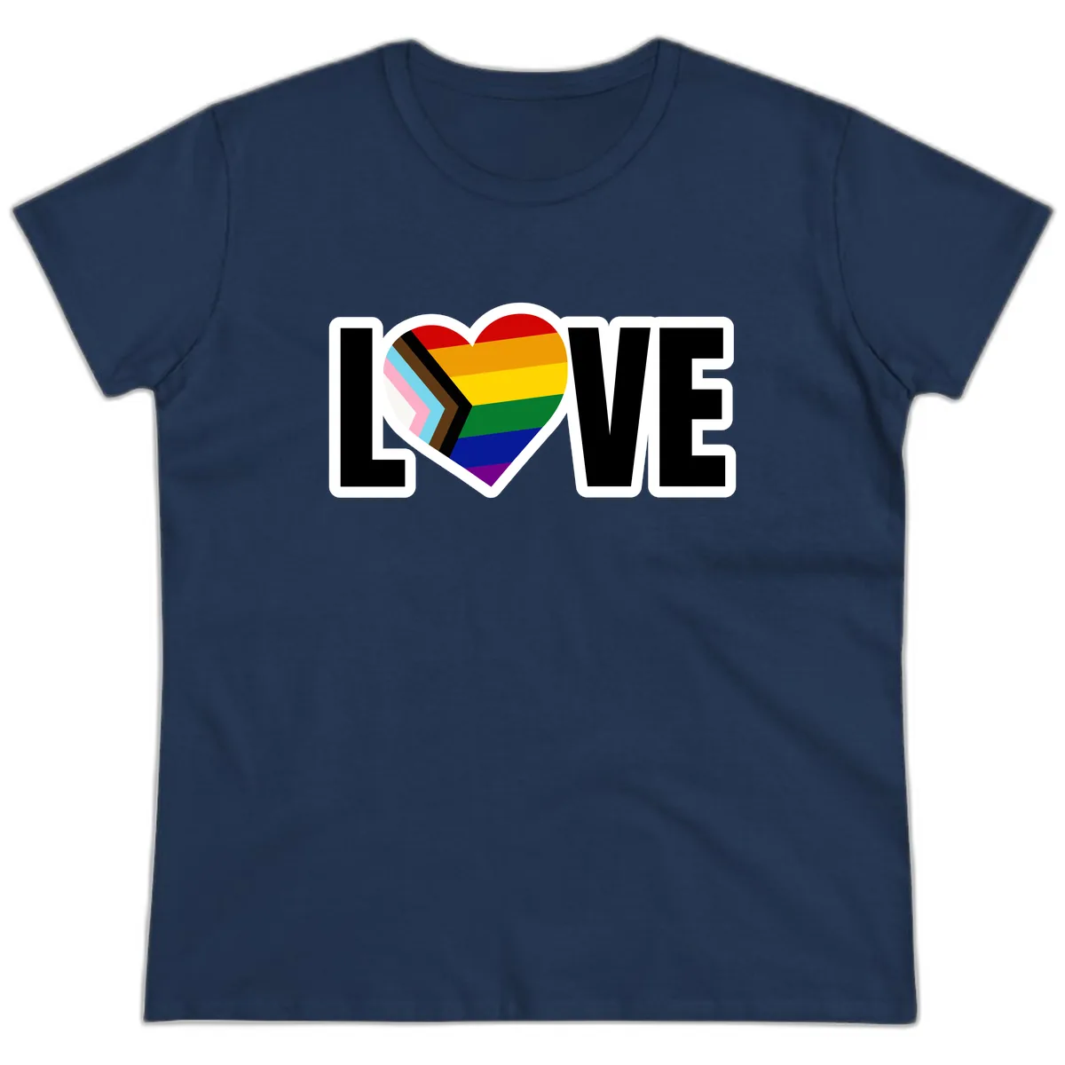 Love Is Love Pride Heart Ladies Tee in Navy