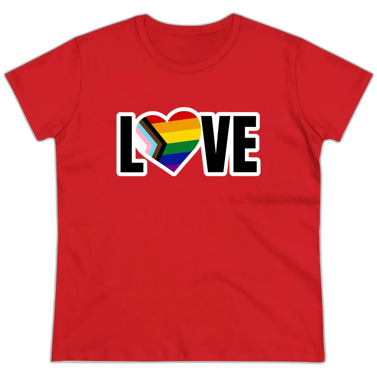 Love Is Love Pride Heart Ladies Tee in Red
