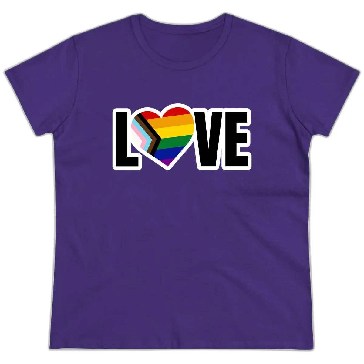Love Is Love Pride Heart Ladies Tee in Purple