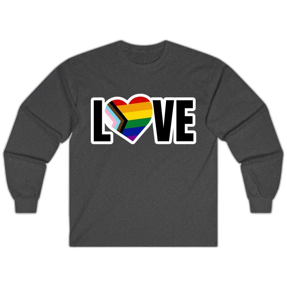 Love Is Love Pride Heart Long Sleeve in Dark Heather