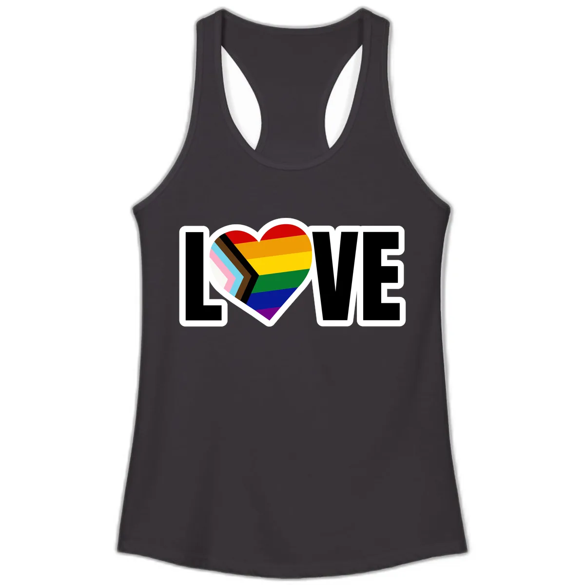 Love Is Love Pride Heart Ladies Tank in Black