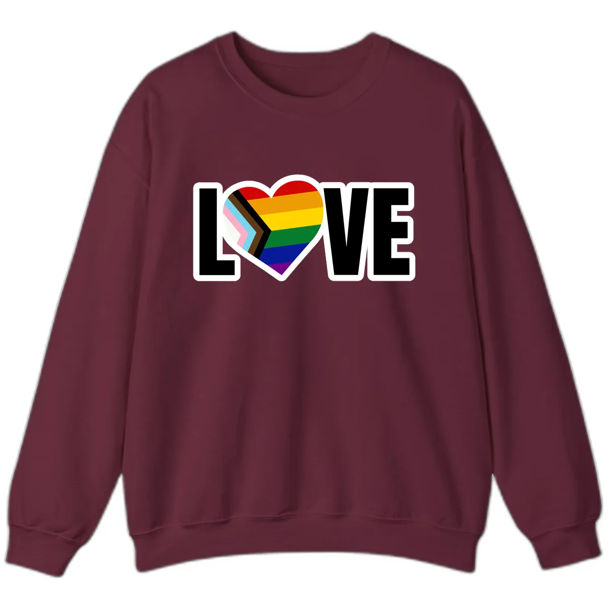 Love Is Love Pride Heart Sweatshirt in Maroon
