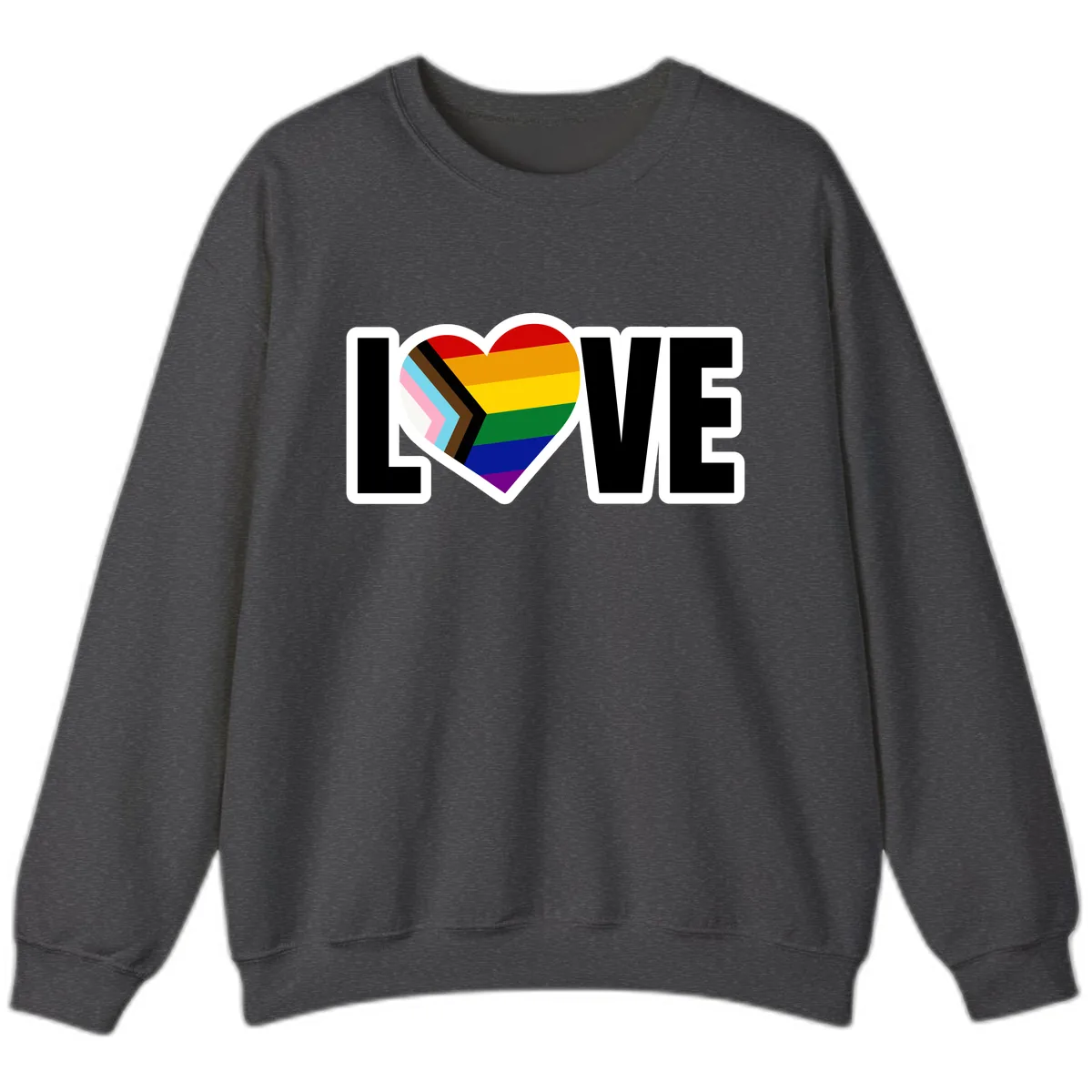 Love Is Love Pride Heart Sweatshirt in Dark Heather