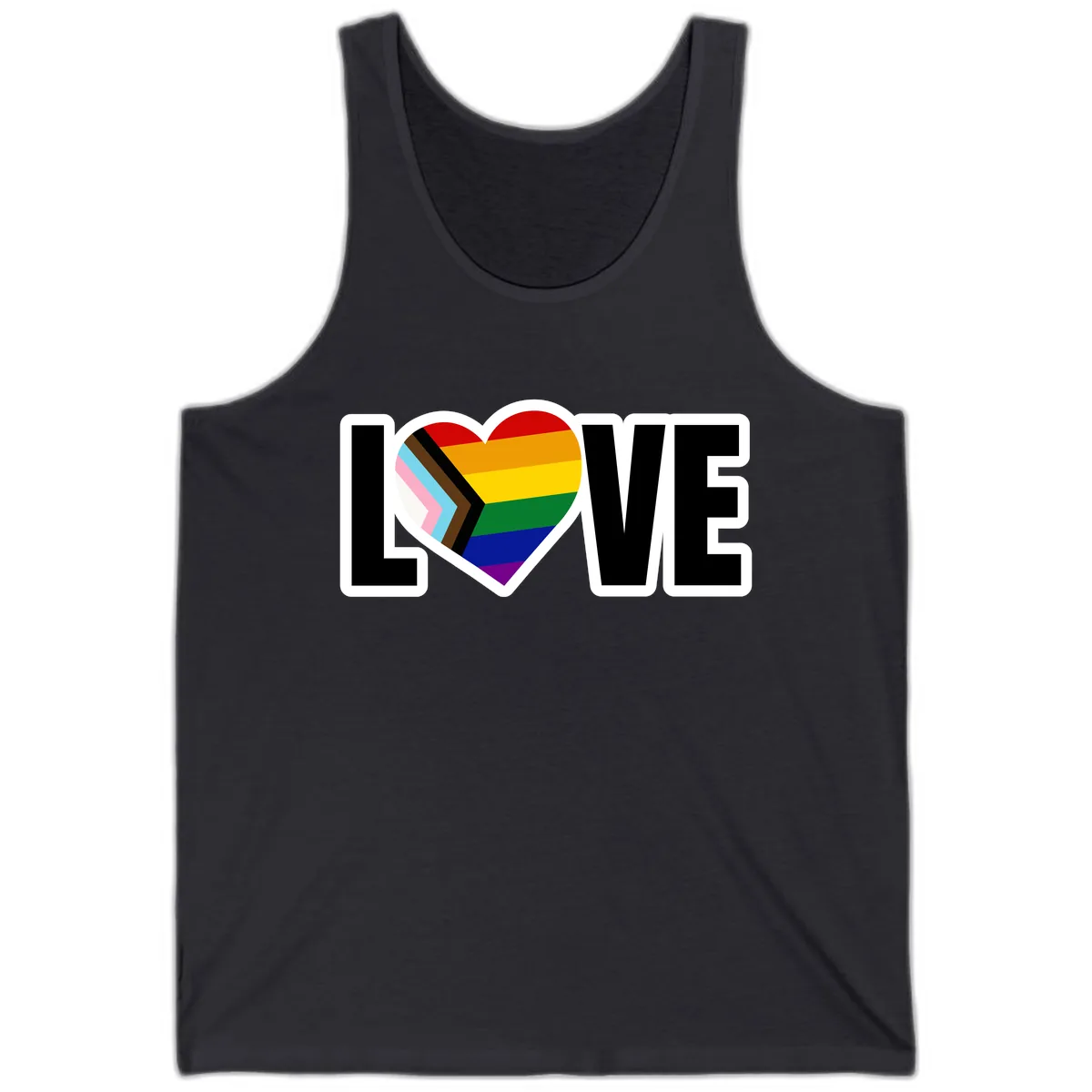 Love Is Love Pride Heart Tank in Dark Grey