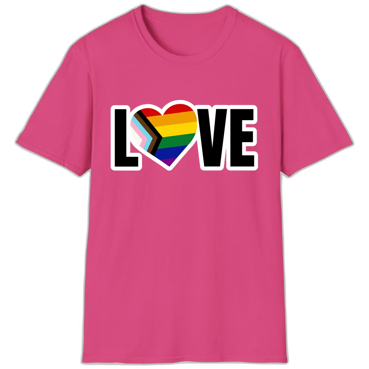 Love Is Love Pride Heart T-Shirt in Heliconia