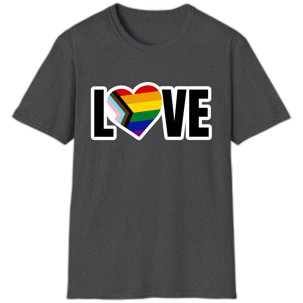 Love Is Love Pride Heart T-Shirt in Dark Heather