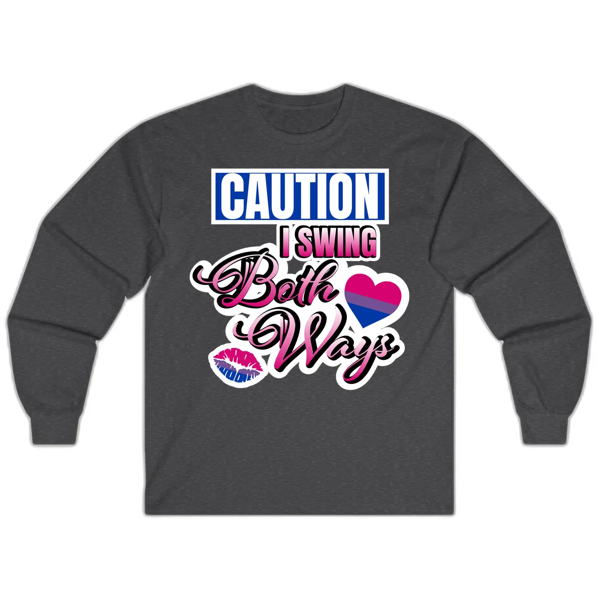 Caution Swing Both Ways Long Sleeve in Dark Heather