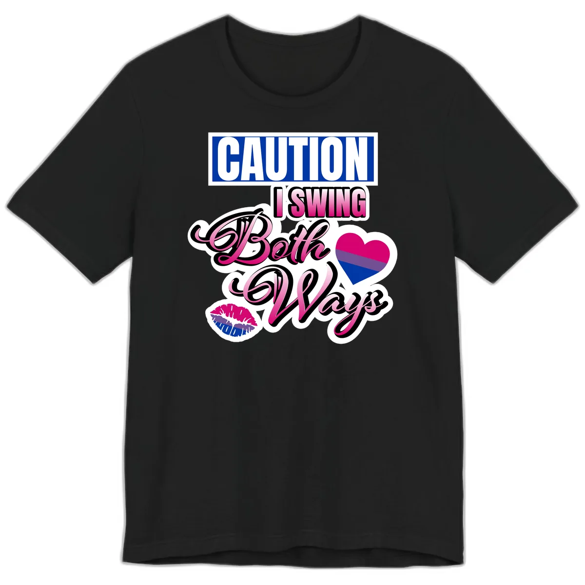 Caution Swing Both Ways Premium T-Shirt in Black