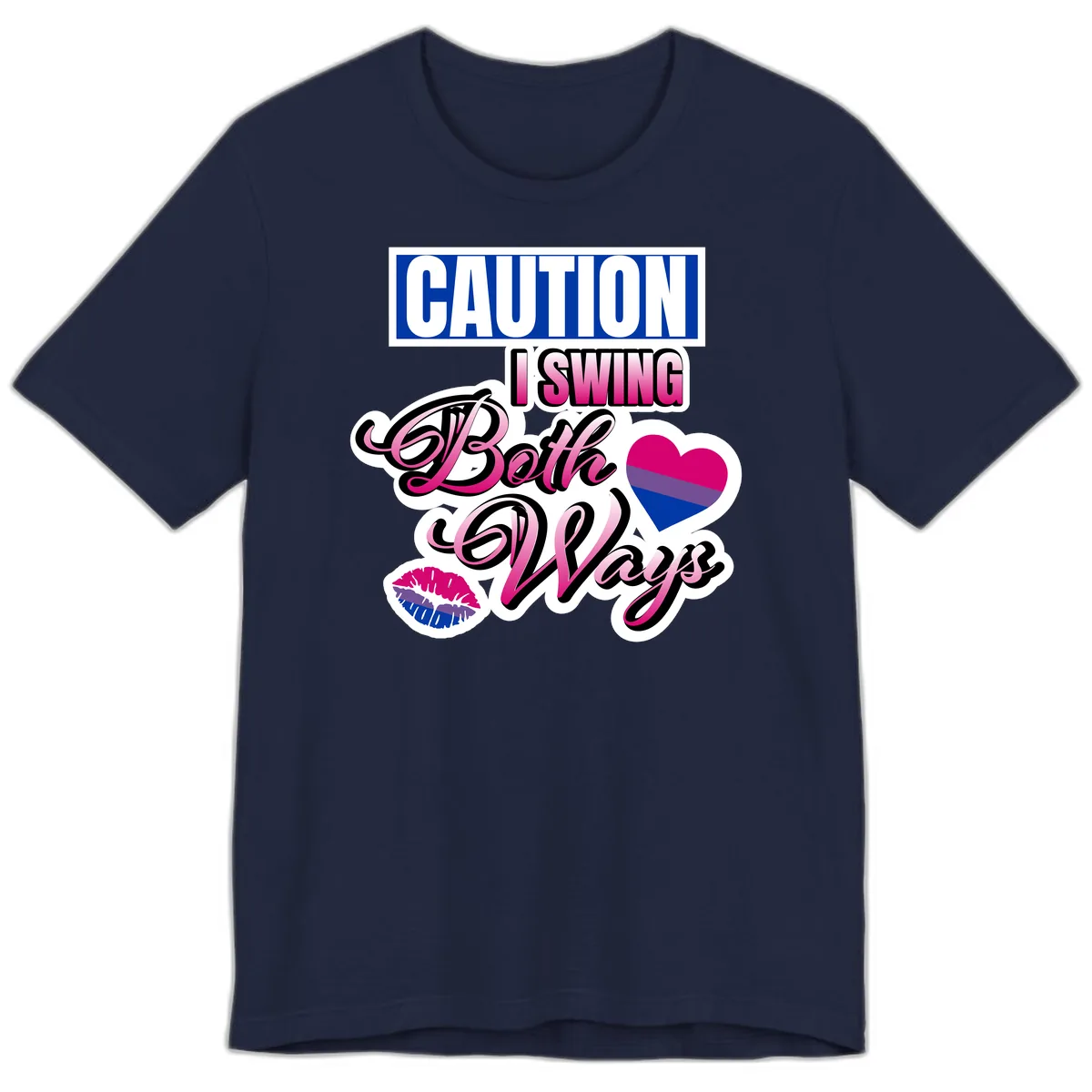 Caution Swing Both Ways Premium T-Shirt in Navy