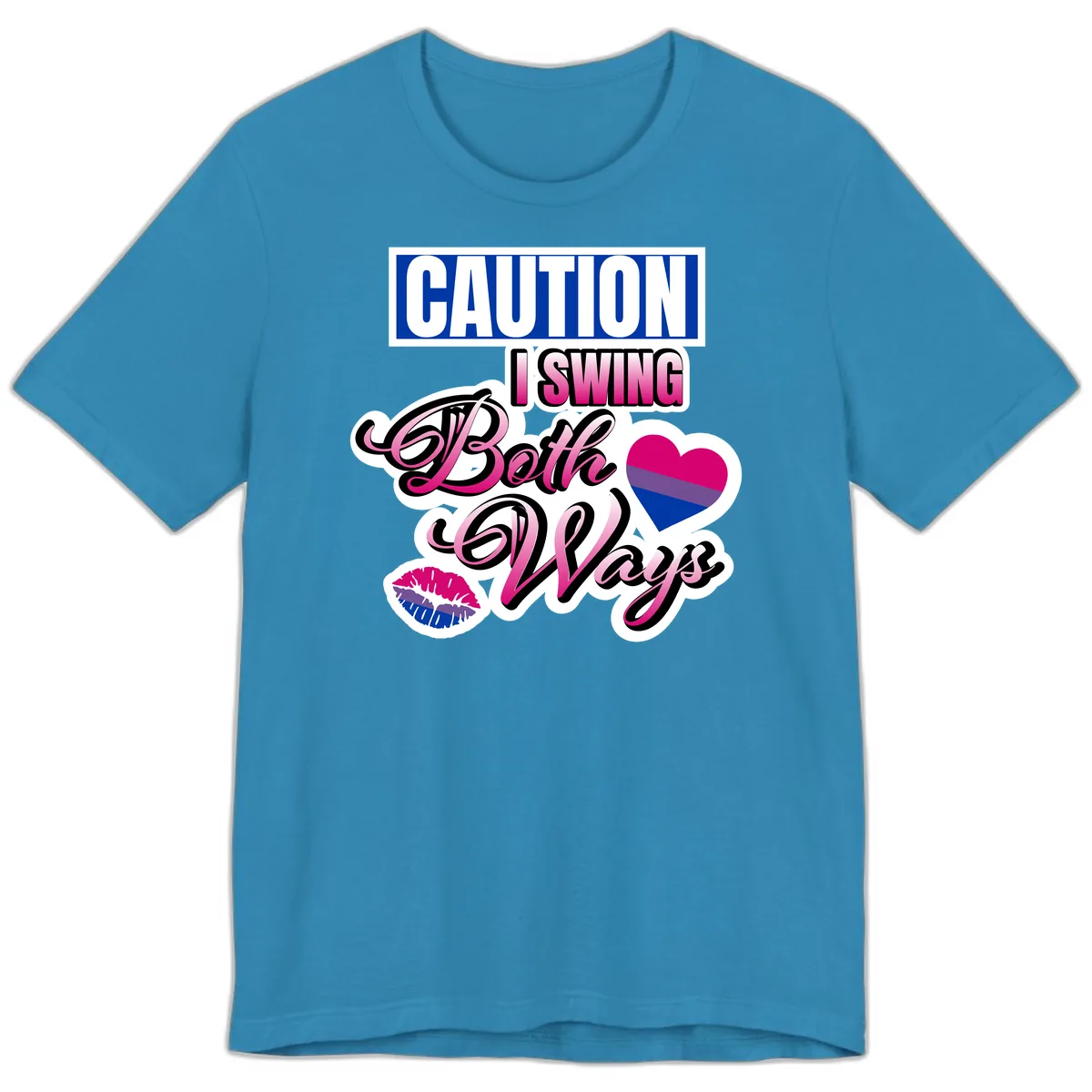 Caution Swing Both Ways Premium T-Shirt in Aqua