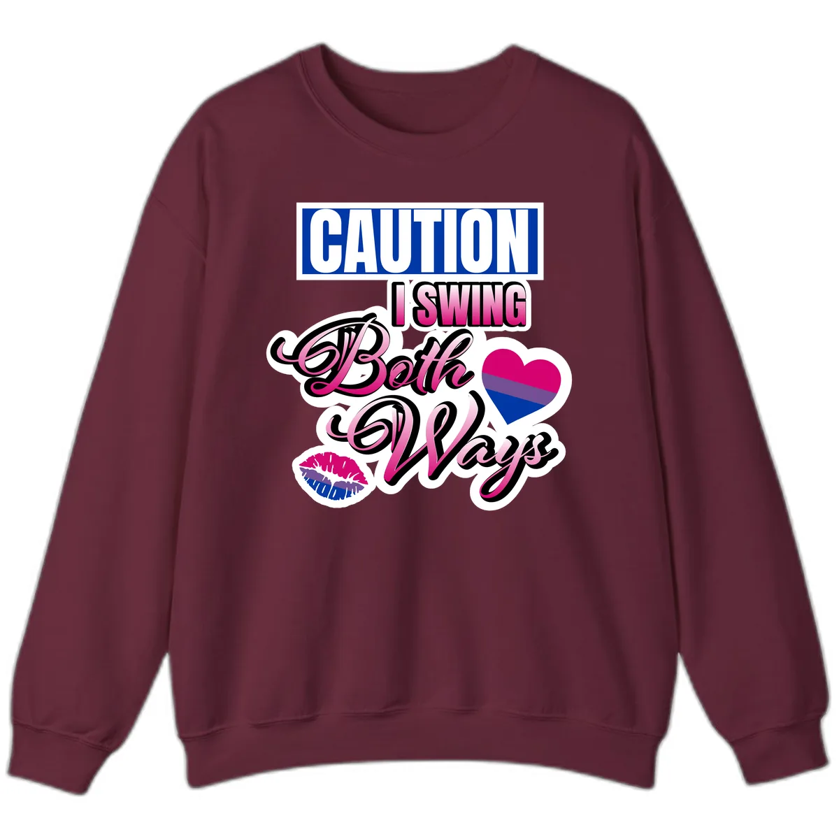 Caution Swing Both Ways Sweatshirt in Maroon