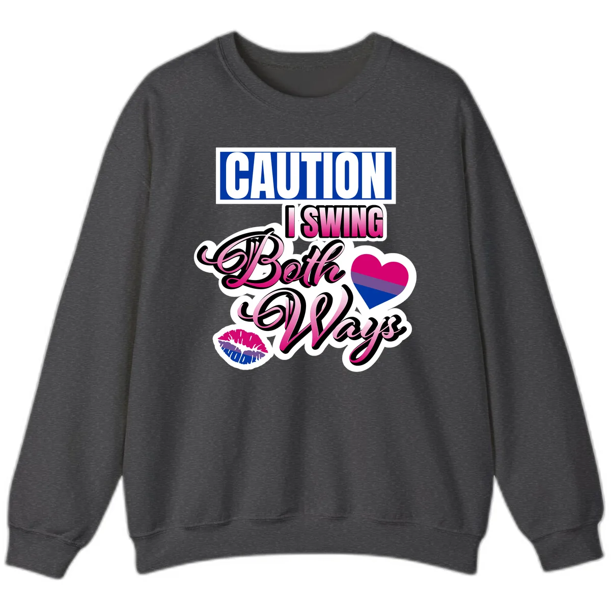 Caution Swing Both Ways Sweatshirt in Dark Heather