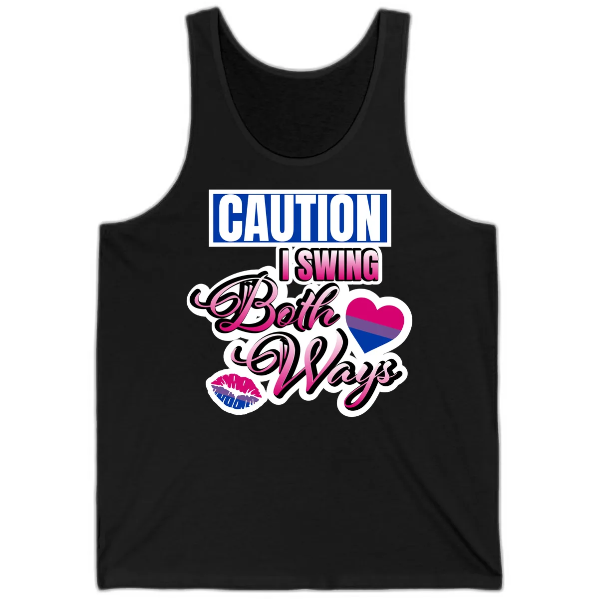 Caution Swing Both Ways Tank in Black