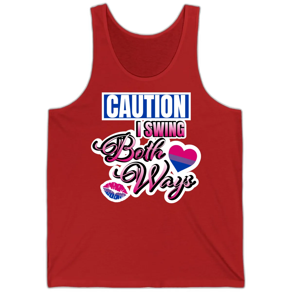 Caution Swing Both Ways Tank in Red