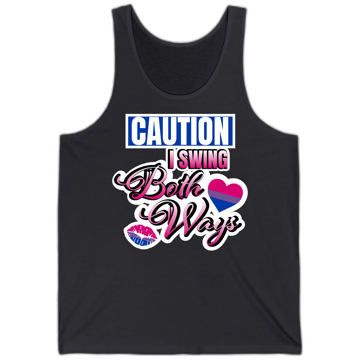 Caution Swing Both Ways Tank in Dark Grey