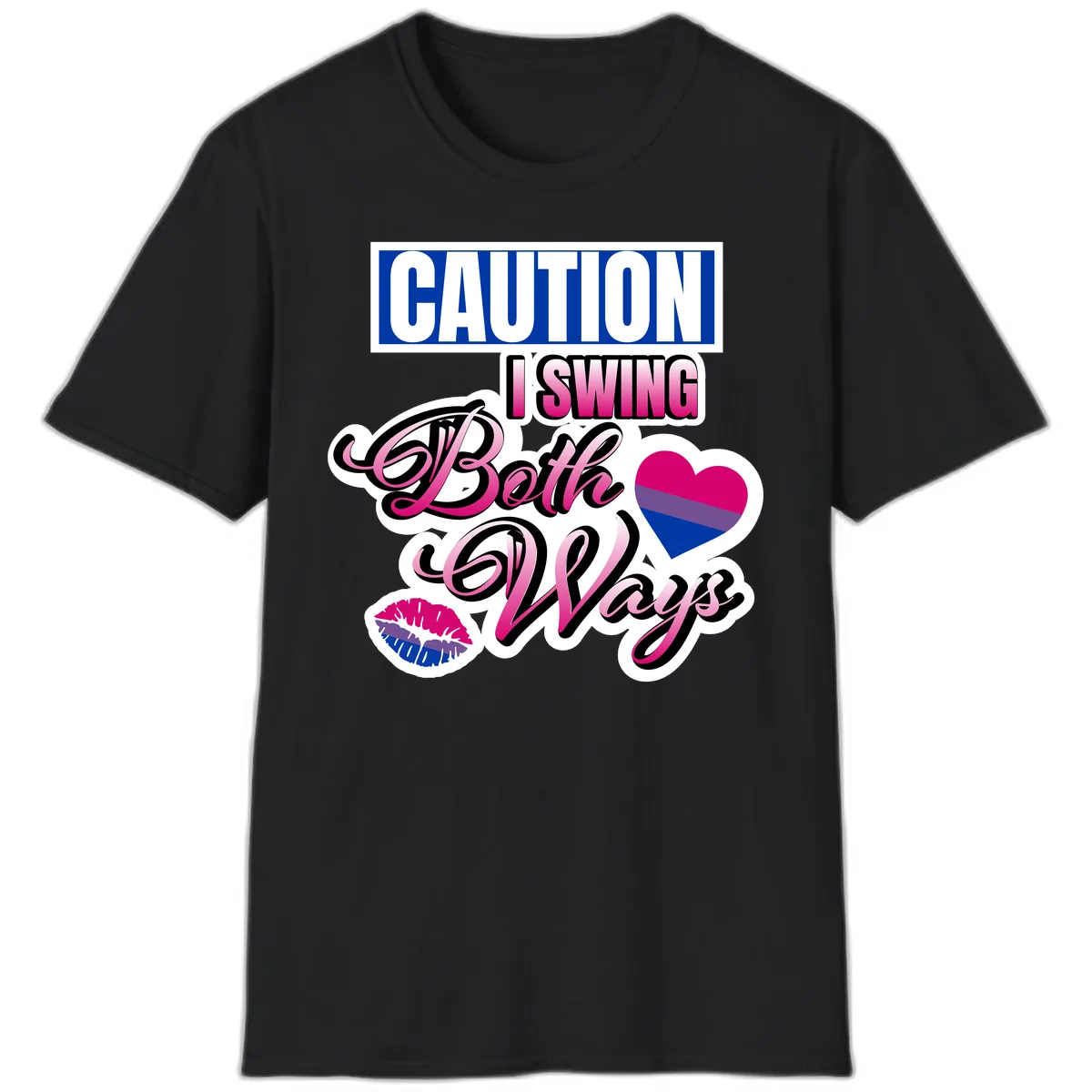Caution Swing Both Ways T-Shirt in Black
