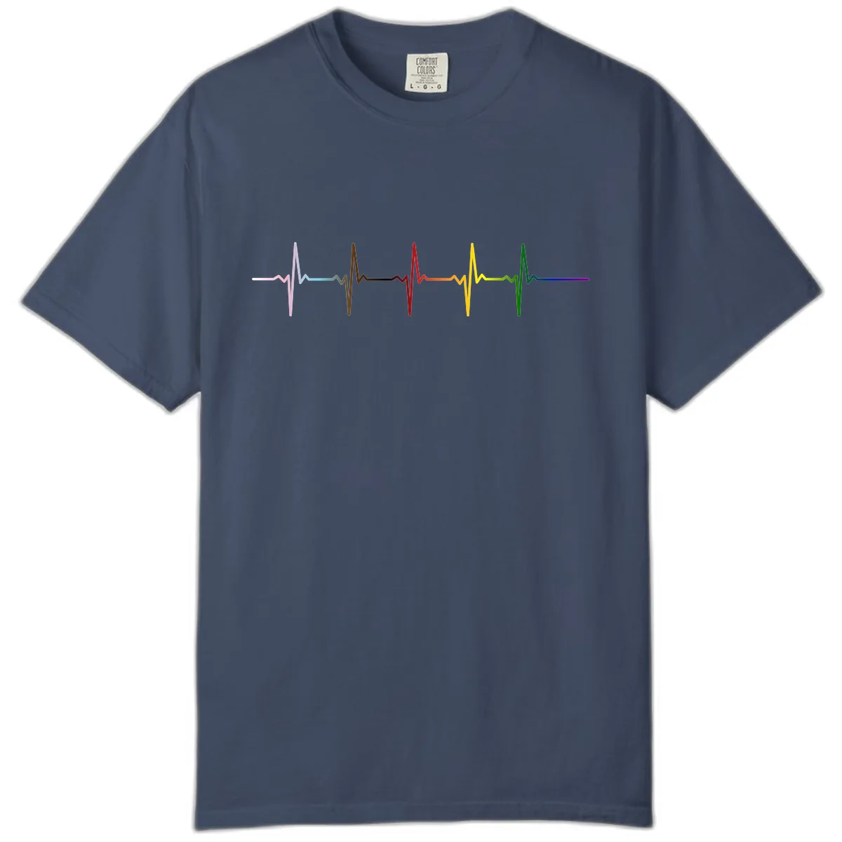 Rainbow Heartbeat Pride Pulse Comfort Color in Midnight