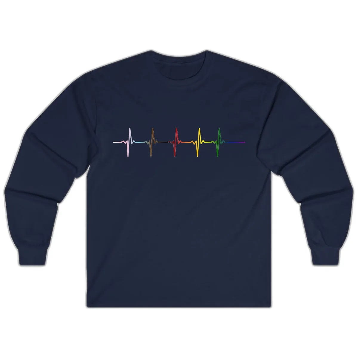 Rainbow Heartbeat Pride Pulse Long Sleeve in Navy
