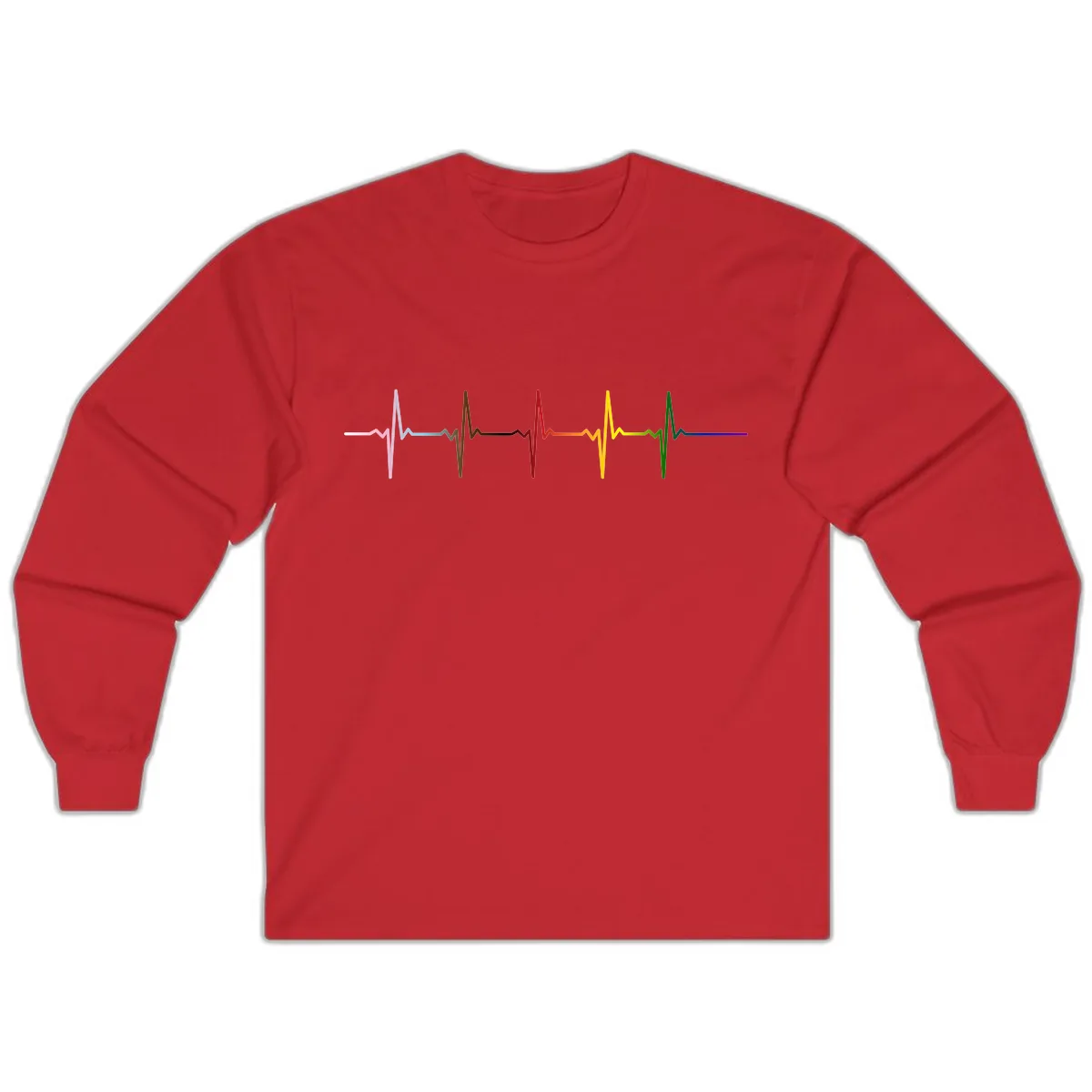 Rainbow Heartbeat Pride Pulse Long Sleeve in Red