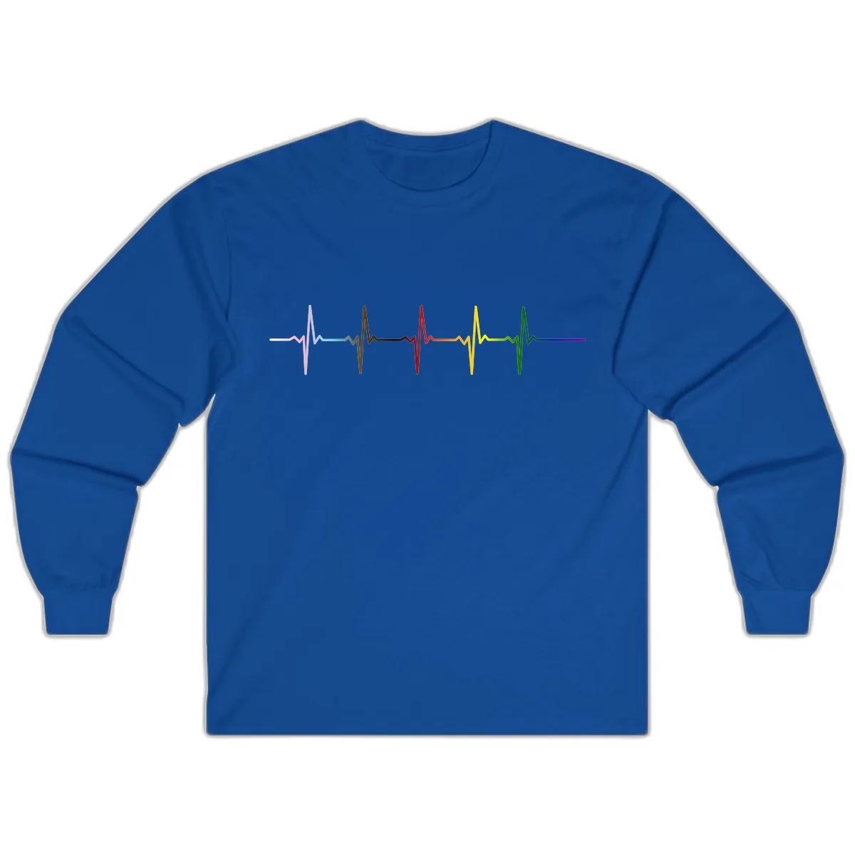 Rainbow Heartbeat Pride Pulse Long Sleeve in Royal