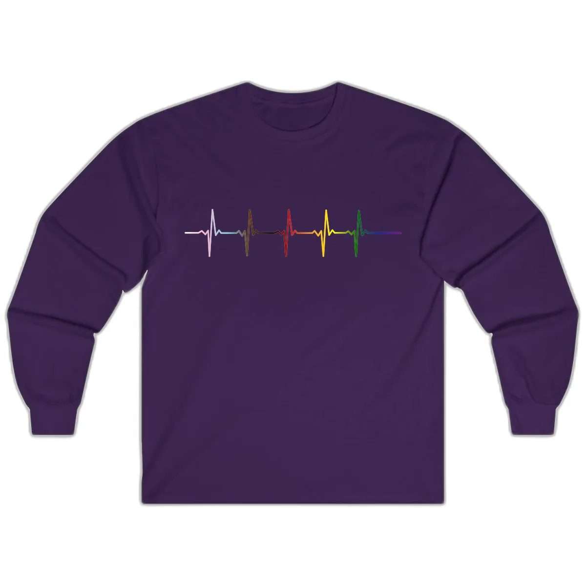 Rainbow Heartbeat Pride Pulse Long Sleeve in Purple