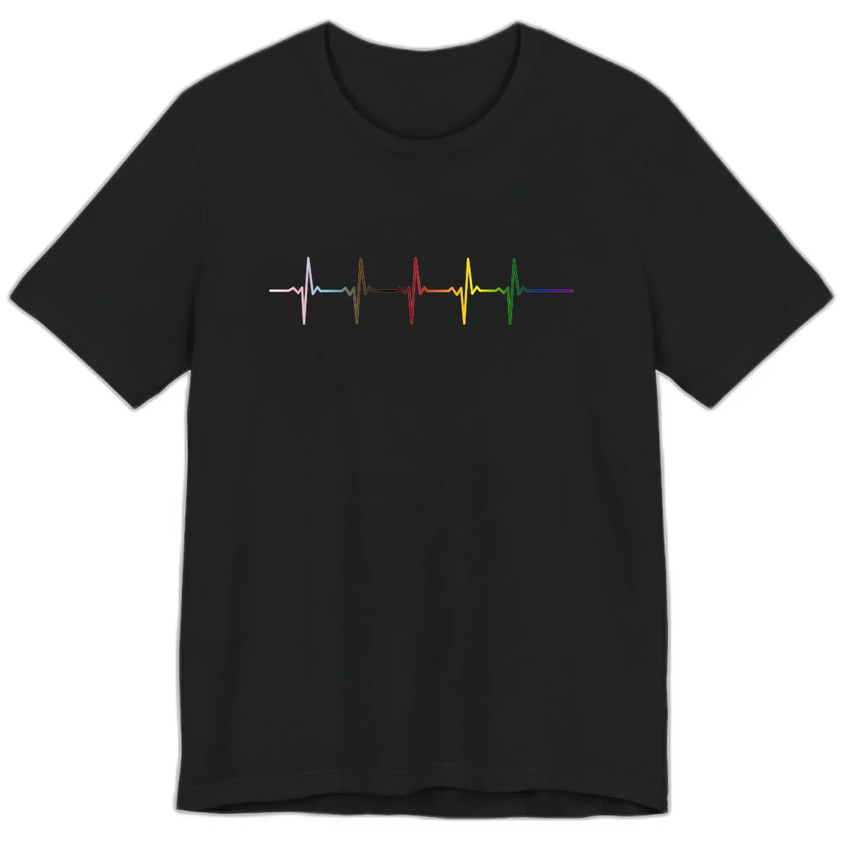 Rainbow Heartbeat Pride Pulse Premium T-Shirt in Black
