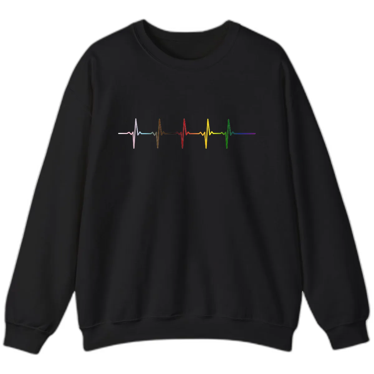 Rainbow Heartbeat Pride Pulse Sweatshirt in Black