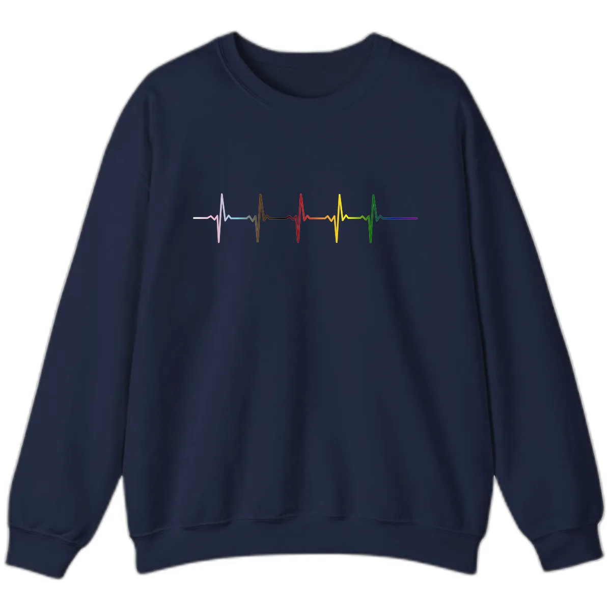 Rainbow Heartbeat Pride Pulse Sweatshirt in Navy